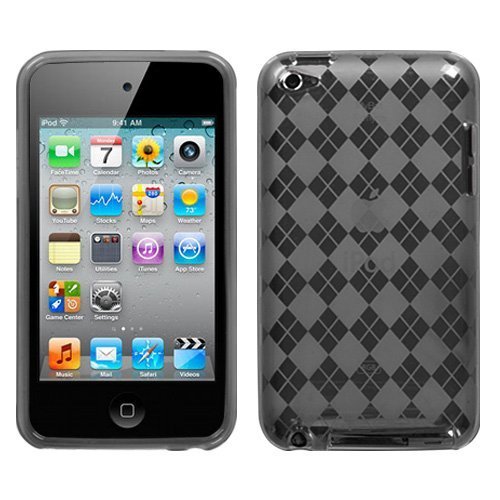 Premium Flexible TPU Soft Gel Skin Case for Apple iPod Touch 4th Generation / 4th Gen - Checkers Argyle Smoke Color Design