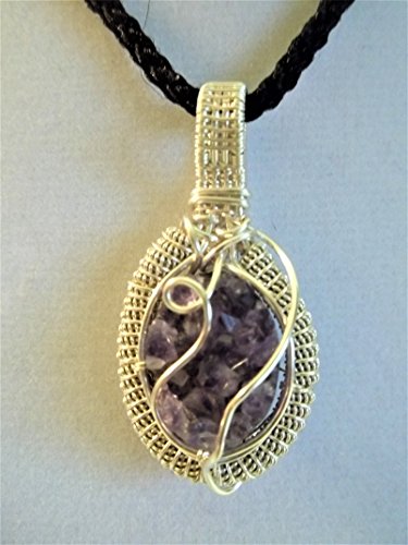 Silver Wire Wrapped Amethyst Geode Gemstone Necklace