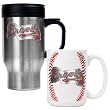 Atlanta Braves MLB Stainless Steel Travel Mug & Gameball Ceramic Mug Set - Primary Logo by Great American Products