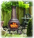 Calfire Cast Aluminium Basketweave Chiminea 53 Inch Bronze Verdigris