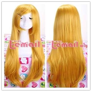 L-email Long Yellow Lily Vocaloid+my Little Pony Straight Cosplay Wig Rw97+red Ribbon