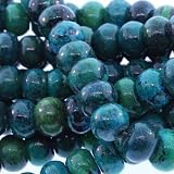 Chinese Azurite : Rondell-Plain - 10mm Height, 14mm Width, Sold by: 16 Inch Strand with Angel Mountain Beads Heart Charm (.625 x .570 inches)