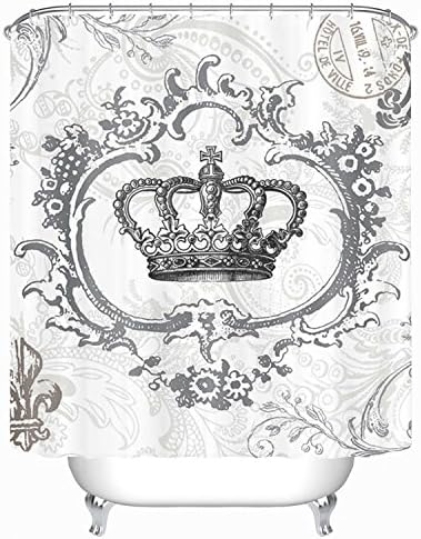 yangang Crown pattern 72x72inch/180x180cm102% Waterproof Polyester Shower Curtain Reinforced nylon mesh header with rust-proof metal grommets Fabric fashional classical environmental Romatic Style