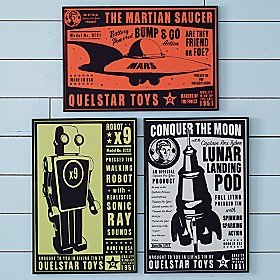 Kids Outer Space Wall Art - Flying Saucer Wall Art (Framed) 24.25 x 16.25h