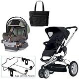 Quinny Rocking Black Buzz 3 Travel System with Chicco Adventure Car Seat Diaper Bag
