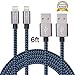 Cablex 2Pack 6FT Nylon Braided 8 Pin Lightning to USB Sync Data and Charging Cable Cord with Aluminum Heads for iPhone6/6s/6 plus/6s Plus, 5c/5s/5/SE, iPad Air/Mini, iPod Nano/Touch (Blue)