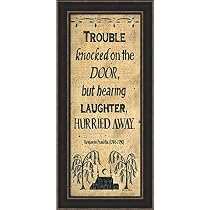 Trouble Hurried Away-Sign-Primitive-Framed Art Print
