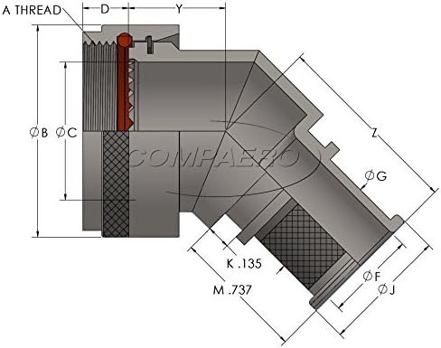 EMI/RFI SHRINK BOOT ADAPTER, 45 DEGREE MITER, O.D. ZINC COBALT