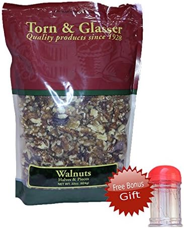 Torn & Glasser Walnut Halves & Pieces - 22oz (FREE Bonus Gift!) (1 Pack)