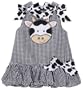 Mud Pie Baby Eieio Black and White Gingham Bubble Dress, Cow, 0 - 6 Months