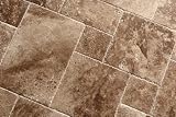 Noce / Chocolate Travertine Brushed & Chiseled Versailles Pattern Tile