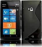 Black S Shape TPU Case Cover for Nokia Lumia 900
