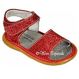 Wee Squeak Baby Toddler Girls Shoes Red Sparkle Sandals 3-12
