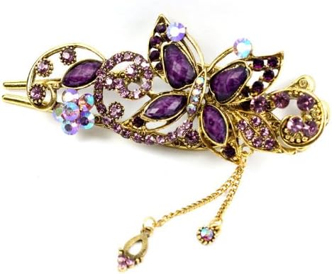 Sannysis Jewelry Crystal Butterfly Hairpins Hair Stick for Clip (Purple)