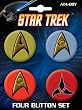 Star Trek Insignia 4 Piece Button Set