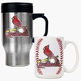 St. Louis Cardinals Stainless Steel Travel Mug and Gameball Ceramic Mug Set