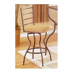 Set of 2 Metal Swivel Bar Stools 30 Seat Height w Brown Cushion by AtHomeMart