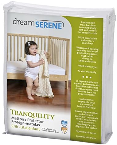 DreamSerene Tranquility Hypoallergenic, Waterproof and Breathable Mattress Protector, Crib, White
