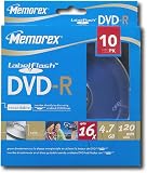 Memorex 32023133 10-Pack 16x Labelflash DVD-R Disc Spindle - Blue