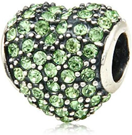 Chic Charm Heart with Paved Crystal Birthstone Authentic 925 Sterling Silver Jewelry Bead Fits Pandora Charms