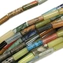 Gemstone Bead Mix 4 x 13mm Tube Beads /15 Inch Strand