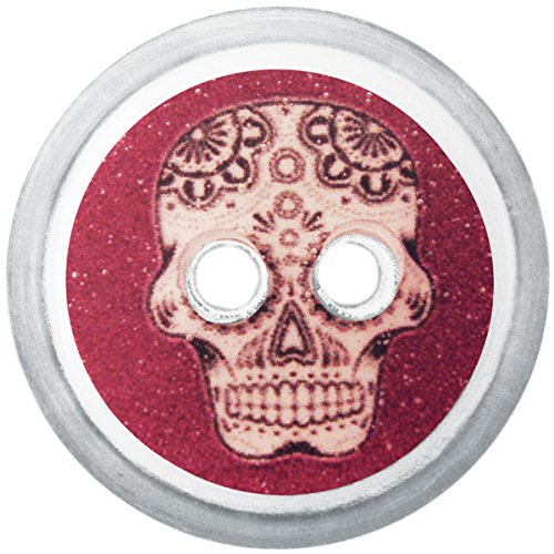 ButtonTHIS Novelty Buttons, 1-Inch, Purple Skull, 4-Pack