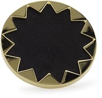 House of Harlow 1960 14kt Gold-Plated Starburst Cocktail Ring with Black Leather, Size 7