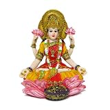 Colorful Polyresin Statue of Indian Hindu Goddess Lakshmi, 6"