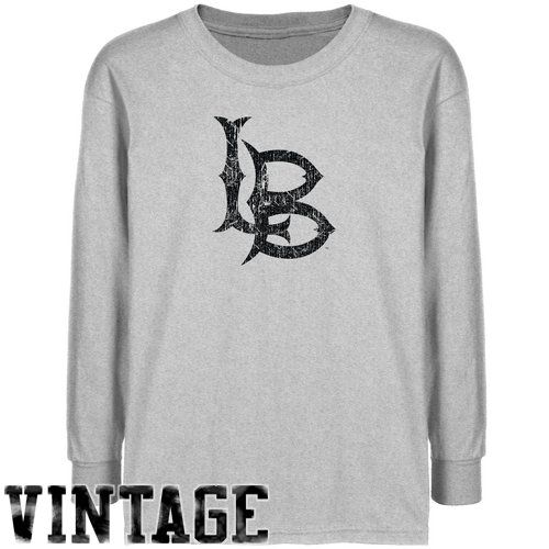 Long Beach State 49ers Youth Ash Distressed Logo Vintage T-shirt- (X-Large)