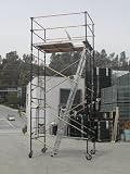 CBM SCAFFOLD ROLLING TOWER 5' X 7' X 14'2 WITH EASY SAFE ACCESS SCAFFOLDING LADDER HATCH DECK AND GUARD RAIL CBM1290