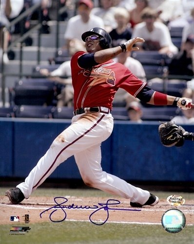 Andruw Jones Autographed/Hand Signed Atlanta Braves 8x10 Photo Red Jersey