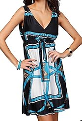 V-neck Spring Summer Winter Sleeveless Checkered Print Paisley Polyester/Spandex Plunging Neck  Dress