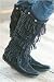 Minnetonka Women's 1659 Layer Fringe Boot,Black,11 M US