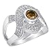 14K White Gold Ring with White Diamonds and a Cognac Diamond Centre