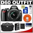 Nikon D60 Digital SLR Camera with 18-55mm AF-S VR Zoom Lens + 8GB SD Card + EN-EL9 Battery + Case + Cameta Bonus Accessory Kit