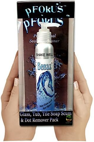Benaz - Shower Glass Etched with hard Water Dot Remover and Bar Soap Remover. 1-5oz Bottle and Polish Pad will complete a 3 glass panel shower- Free Shipping over $50 by pFokus