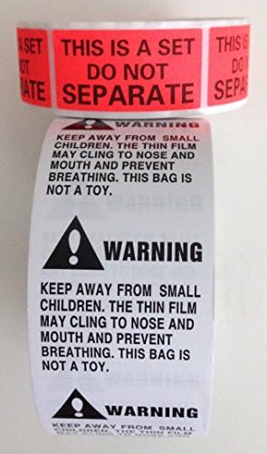 Suffocation Warning Labels and This Is A Set Labels Combo Pack for FBA and Retail
