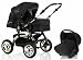 wheels_4_babies presents: 3 in 1 Travelsystem CITY DRIVER incl. pushchair and car seat in design BLACK- incl. footmuff and carry basket - another 37 available designs in our shop