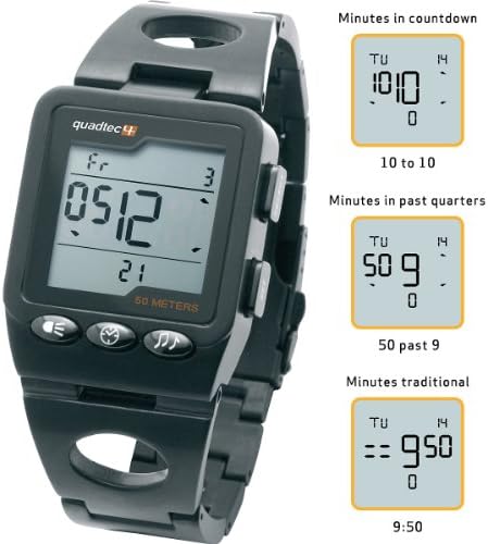 Quadtec Digital Watch With Black Stainless Steel Case And Strap