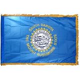 South Dakota 3x5ft Nylon Flag with Indoor Pole Hem and Fringe
