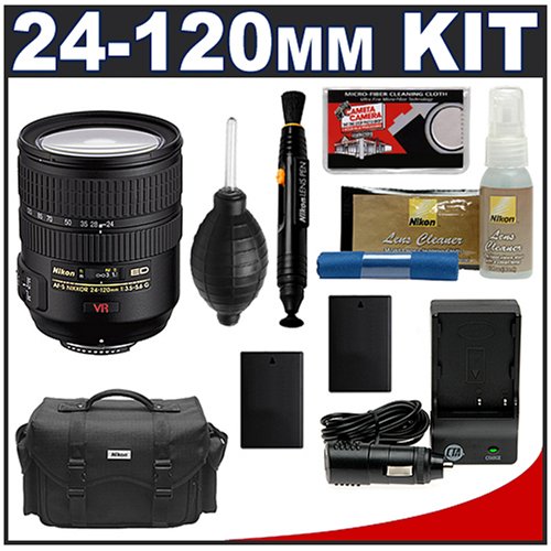 Nikon AF-S 24-120mm f/3.5-5.6 G VR [Vibration Reduction] Zoom Nikkor Lens + 2 EN-EL9 Battery Packs + Nikon Case + Accessory Kit for Nikon D40, D40x, D60, D3000 and D5000 Digital SLR Cameras