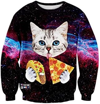 Shelen Women Digital Print Crew Neck Pullovers Sweatshirts Hoodies
