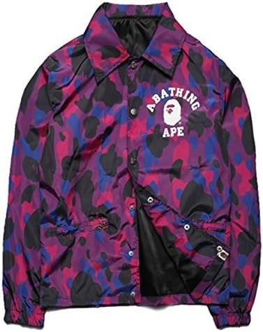 Jacket Men Harajuku Purple Camouflage Bape clothing thin Windbreaker Shark hoodie Jackets Softshell Camo palace jacket (Purple, L)