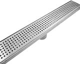 Stainless Steel Linear Shower Drain 1000mm Long X 85mm Wide (39.37 X 3.35 Inches) Square Pattern Shower Grate with Center Outlet