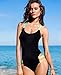 Yonala Color Halter Neck One Piece Monokinis Swimsuit Bathing Suit, Black XL