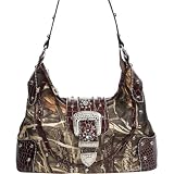 Designer Realtree camouflage hobo handbag with rhinestone belt buckle Camouflage / Coffee