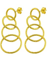 14 Karat Yellow Gold Diamond-Cut Interlocked Graduated Loops Dangle Earrings
