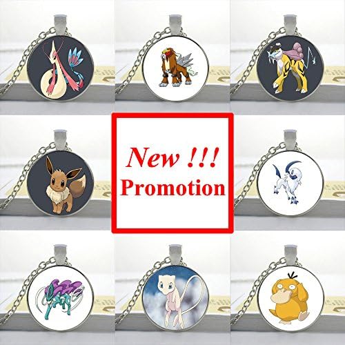 Pretty Lee 2015 New Fashion Round Glass Cabochon 25Mm Pokemon Pokeball Pendant Cute Animal Jewelry Picture Necklace