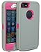 BeautyChase(TM) Iphone5/5S Defender Body Armor Case Comparable to Otterbox Defender Series (grey/hot pink)