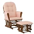 Stork Craft Hoop Glider and Ottoman, Cognac/Pink Gingham